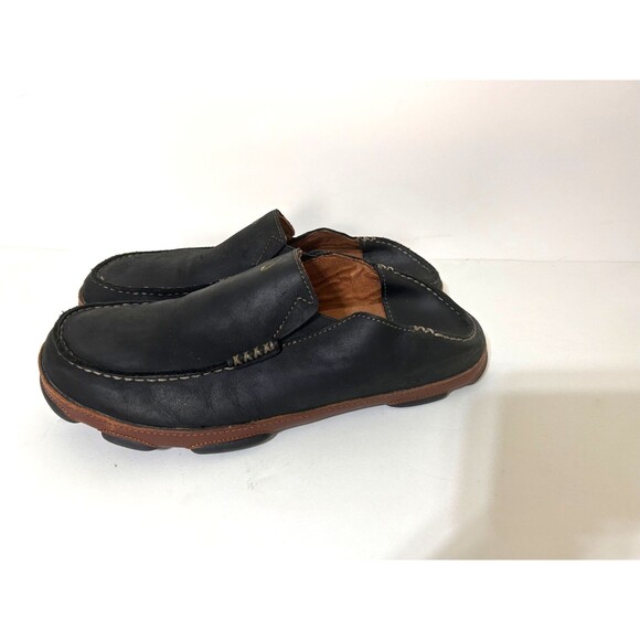 OluKai Moloa Slip-On Shoes Men\'s Size‎ 10 EU 43 Black Leather Loafer Casual main image 7